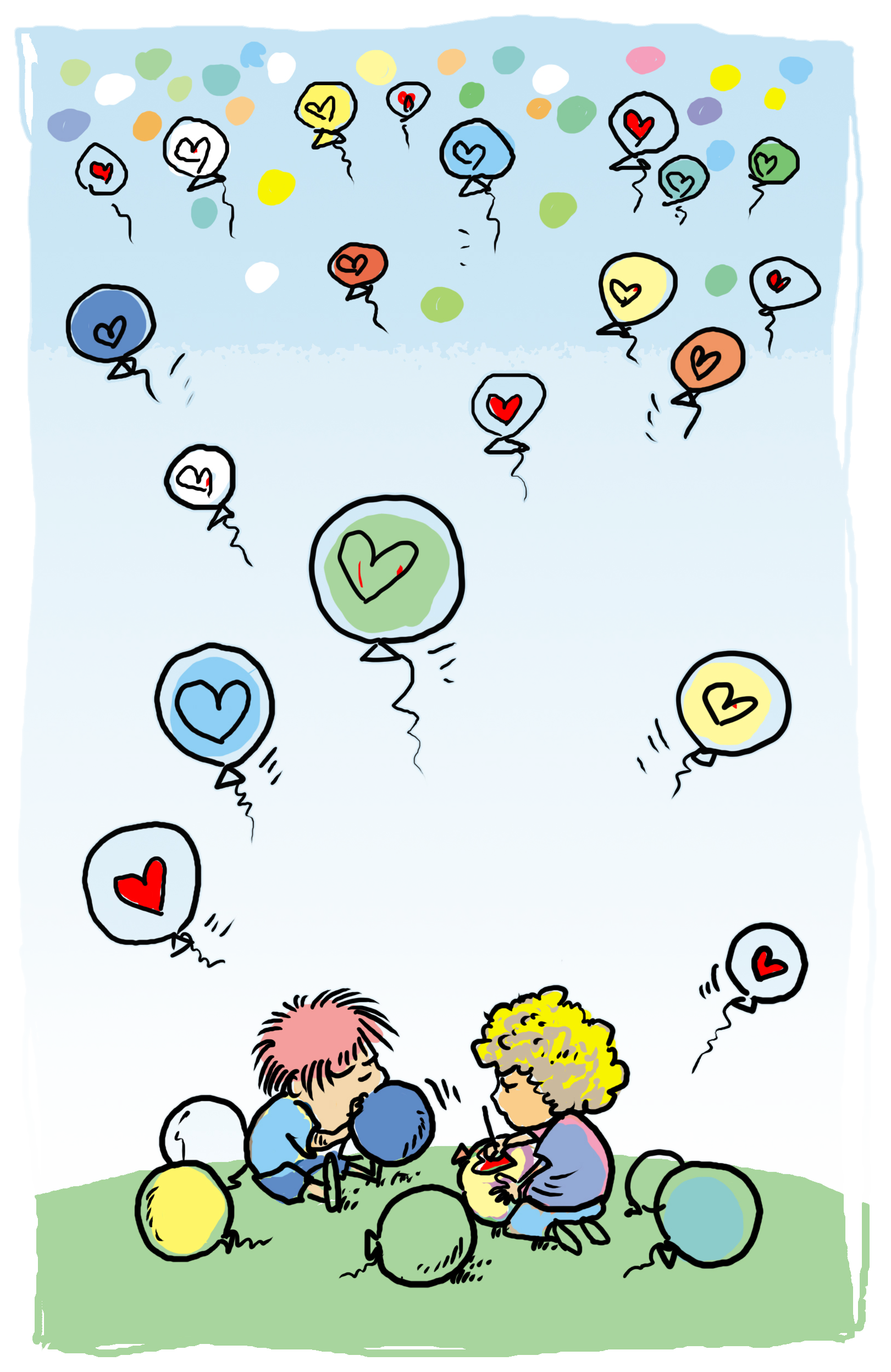 Ilustracja: dzieci z balonikami