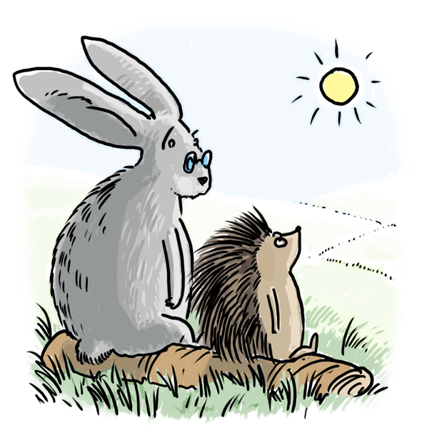 Ilustracja: jeż i zając, wersja druga